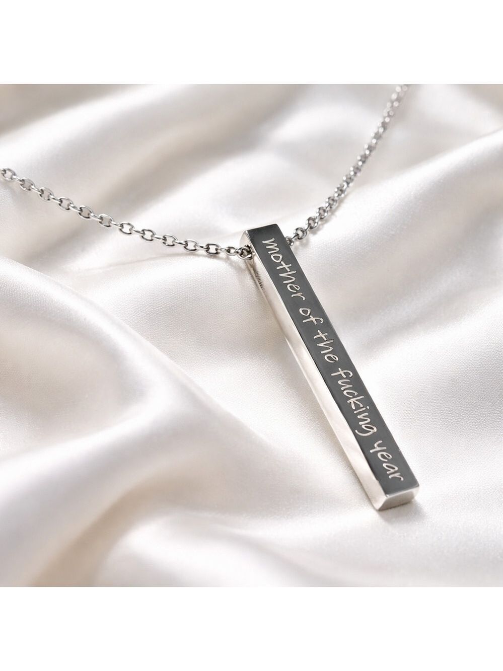 Engraved Statement Bar Necklace “Mother of the F*cking Year”